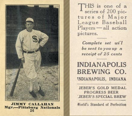 1916 Indianapolis Brewing Jimmy Callahan #26 Baseball Card