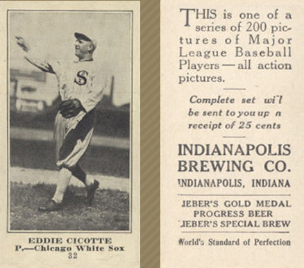 1916 Indianapolis Brewing Eddie Cicotte #32 Baseball Card