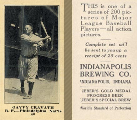 1916 Indianapolis Brewing Gavvy Cravath #40 Baseball Card