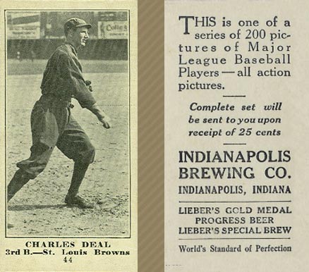 1916 Indianapolis Brewing Charles Deal #44 Baseball Card