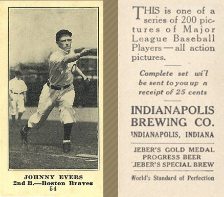 1916 Indianapolis Brewing Johnny Evers #54 Baseball Card
