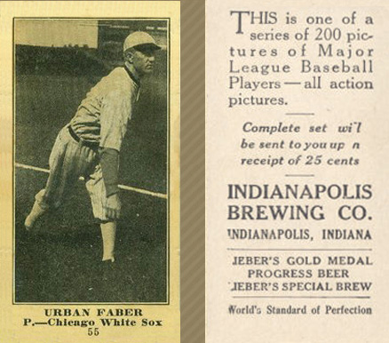 1916 Indianapolis Brewing Urban Faber #55 Baseball Card