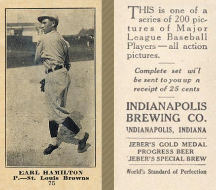 1916 Indianapolis Brewing Earl Hamilton #75 Baseball Card