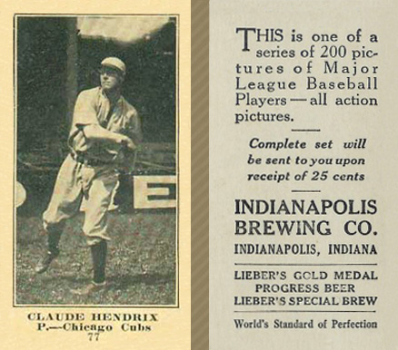 1916 Indianapolis Brewing Roy Hartzell #77 Baseball Card