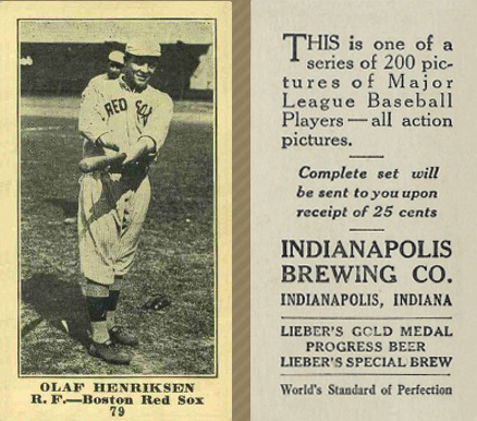 1916 Indianapolis Brewing Olaf Henriksen #79 Baseball Card