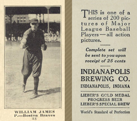 1916 Indianapolis Brewing William James #88 Baseball Card