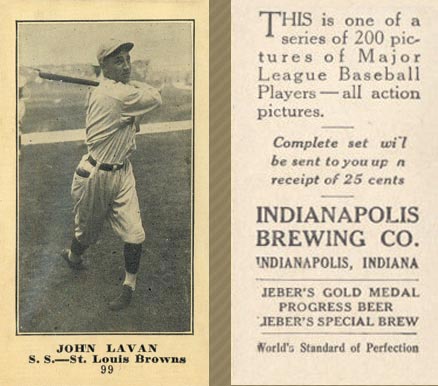 1916 Indianapolis Brewing John Lavan #99 Baseball Card