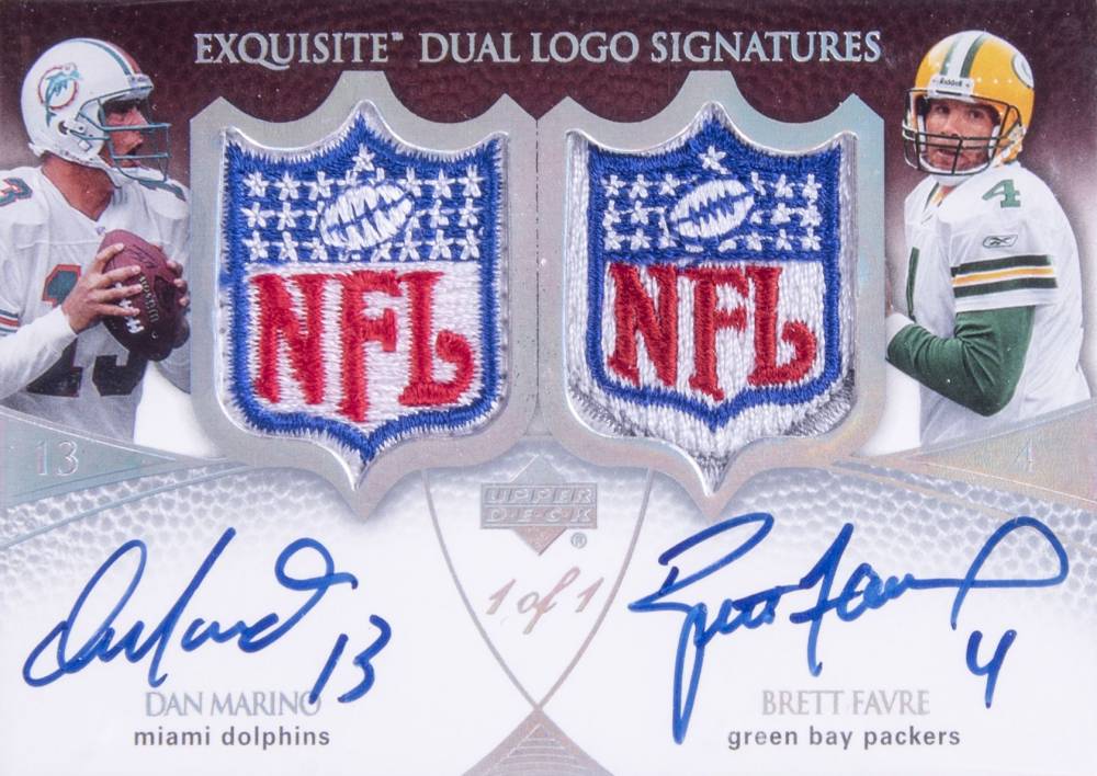 2007 Upper Deck Exquisite Collection Dual Logo Signatures Marino/Favre #DLS-MF Football Card