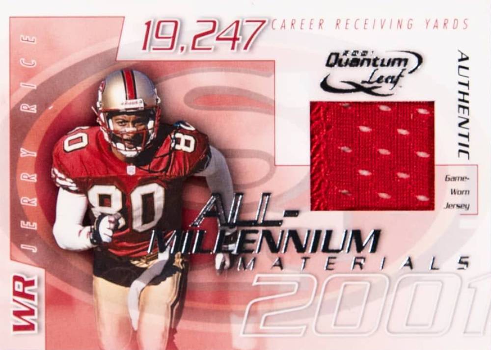 2001 Quantum Leaf All-Millennium Materials Jerry Rice #AMAT11 Football Card