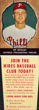 1958 Hires Root Beer Rip Repulski #15 Baseball Card
