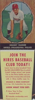 1958 Hires Root Beer Granny Hamner #20 Baseball Card