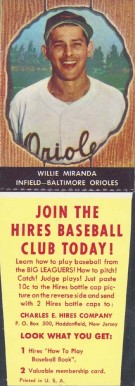 1958 Hires Root Beer Willie Miranda #32 Baseball Card