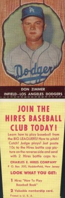 1958 Hires Root Beer Don Zimmer #41 Baseball Card
