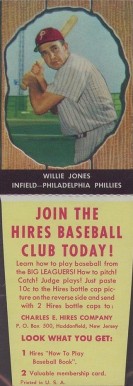 1958 Hires Root Beer Willie Jones #60 Baseball Card
