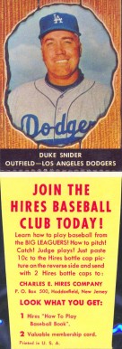 1958 Hires Root Beer Duke Snider #61 Baseball Card