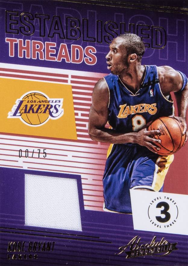 2018 Panini Absolute Memorabilia Established Threads Kobe Bryant #KBR Basketball Card