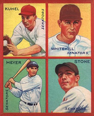 1935 Goudey 4-in-1 Kuhel/Meyer/Stone/Whitehill # Baseball Card
