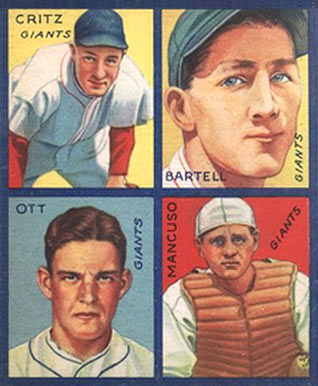 1935 Goudey 4-in-1 Bartell/Critz/Mancuso/Ott # Baseball Card