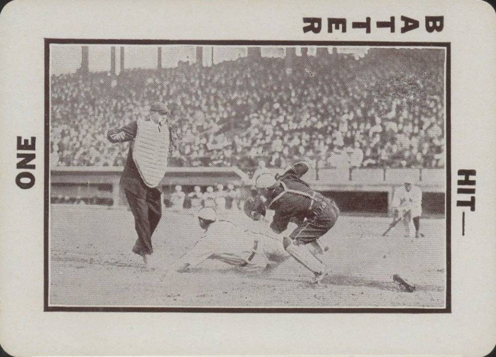 1913 Tom Barker Game Slide at plate-Umpire at left # Baseball Card