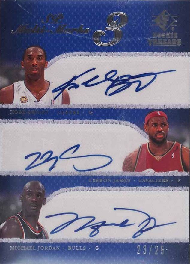 2007 SP Rookie Threads SP Multi-Marks 3 Bryant/James/Jordan #JBJ Basketball Card