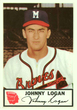 1953 Johnston Cookies Braves Johnny Logan #20 Baseball Card