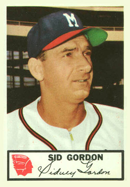 1953 Johnston Cookies Braves Sid Gordon #23 Baseball Card