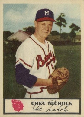 1955 Johnston Cookies Braves Chet Nichols #17 Baseball Card