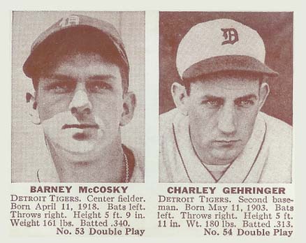 1941 Double Play McCosky/Gehringer #53/54 Baseball Card