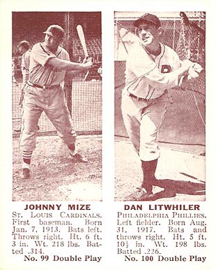 1941 Double Play Mize/Litwhiler #99/100 Baseball Card