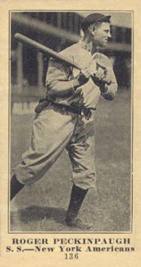 1916 Sporting News & Blank Roger Peckinpaugh #136 Baseball Card