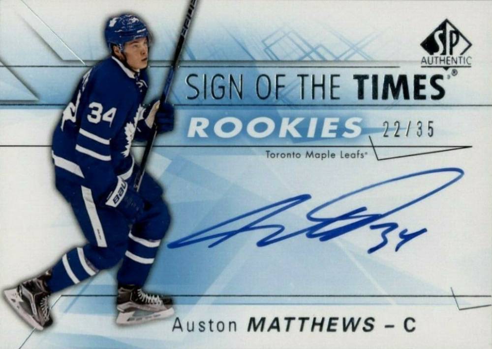 2016 SP Authentic Sign of the Times Rookies Autographs Auston Matthews #AM Hockey Card