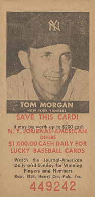 1954 N.Y. Journal-American Tom Morgan # Baseball Card