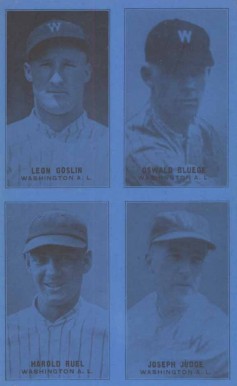 1929 Exhibits Four-on-one Bluege/Goslin/Judge/Ruel #13 Baseball Card