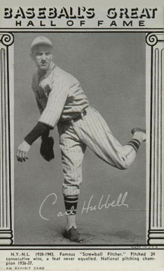 1948 Baseball's Great Hall of Fame Exhibits Carl Hubbell # Baseball Card