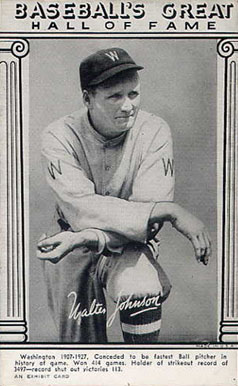 1948 Baseball's Great Hall of Fame Exhibits Walter Johnson # Baseball Card
