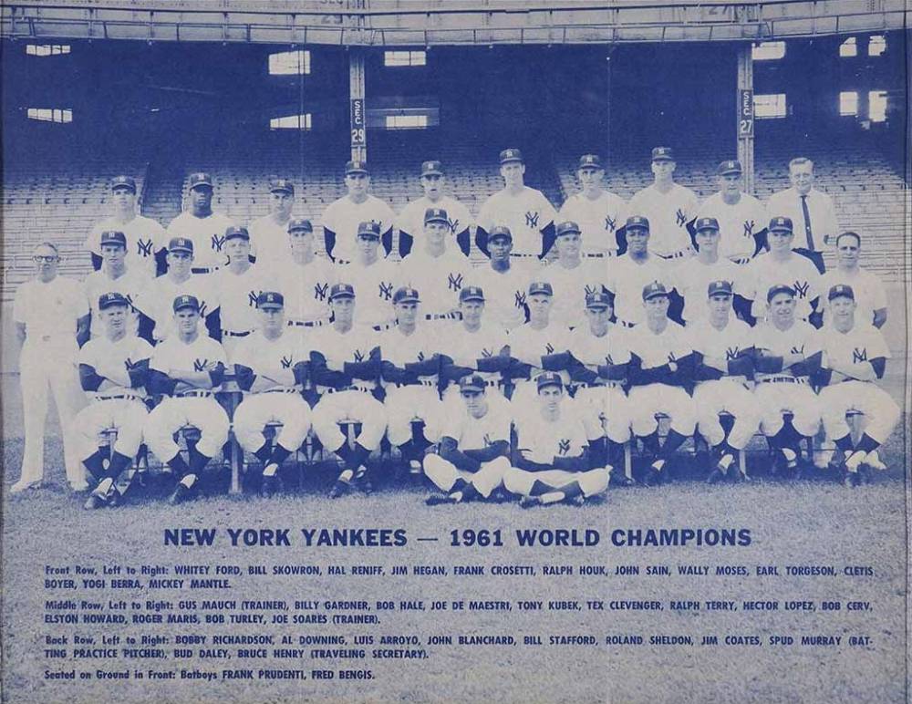 1961 New York Yankees Tri-Fold New York Yankees Team # Baseball Card