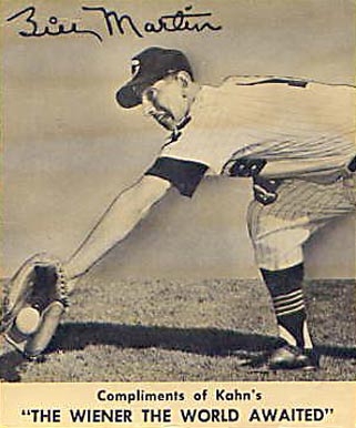 1959 Kahn's Wieners Billy Martin # Baseball Card