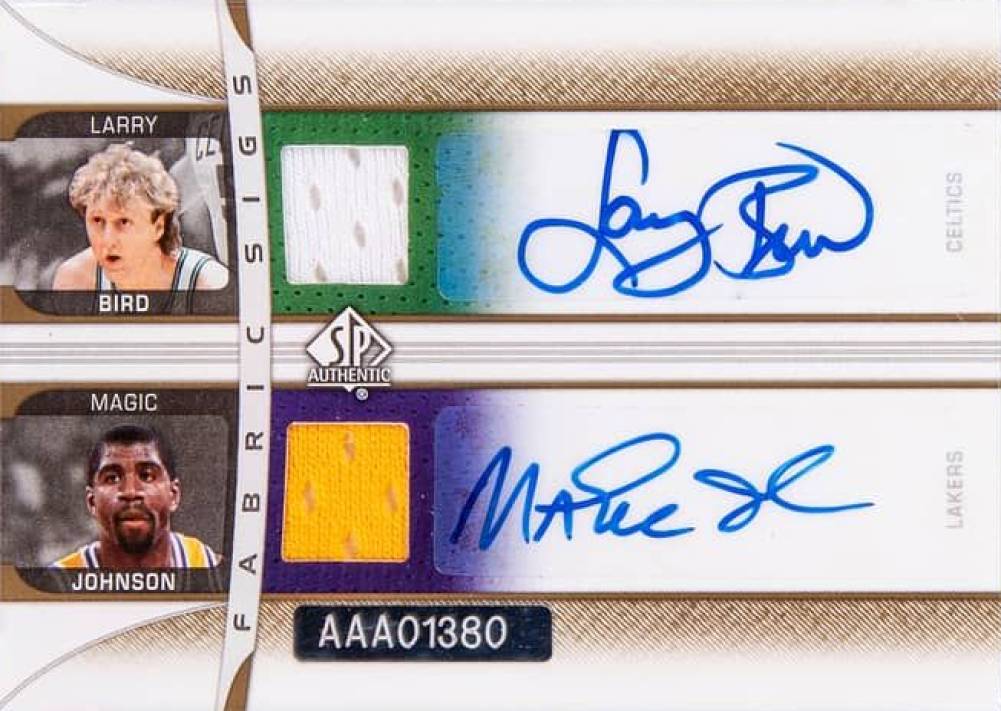 2006 SP Authentic Autograph Jerseys Quad Larry Bird/LeBron James/Magic Johnson/Michael Jordan #JJJB Basketball Card