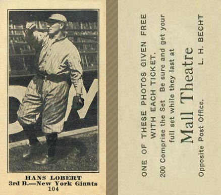 1916 Mall Theatre Hans Lobert #104 Baseball Card