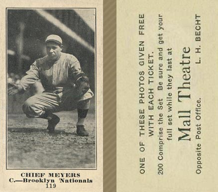 1916 Mall Theatre Chief Meyers #119 Baseball Card