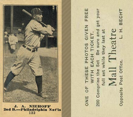 1916 Mall Theatre J. A. Niehoff #132 Baseball Card