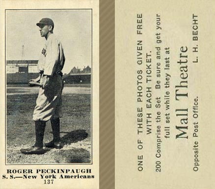 1916 Mall Theatre Roger Peckinpaugh #137 Baseball Card