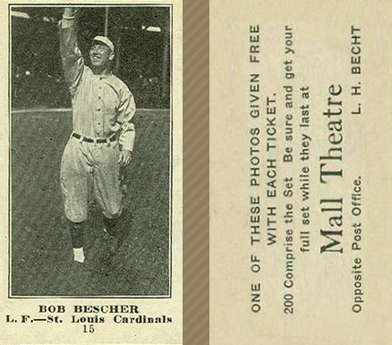 1916 Mall Theatre Bob Bescher #15 Baseball Card