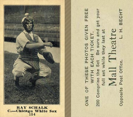 1916 Mall Theatre Ray Schalk #154 Baseball Card