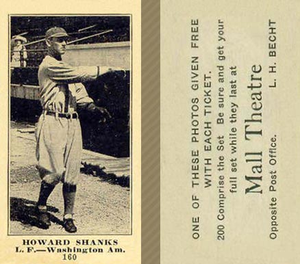 1916 Mall Theatre Howard Shanks #160 Baseball Card