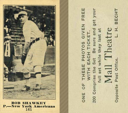 1916 Mall Theatre Bob Shawkey #161 Baseball Card