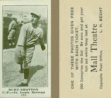 1916 Mall Theatre Burt Shotton #163 Baseball Card