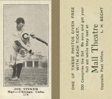 1916 Mall Theatre Joe Tinker #174 Baseball Card
