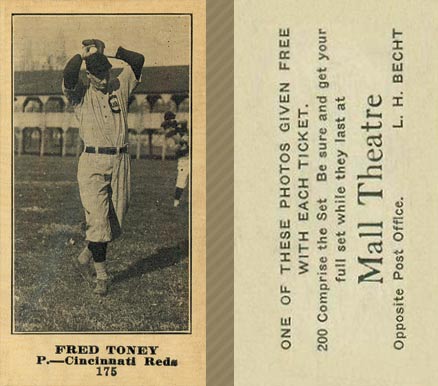 1916 Mall Theatre Fred Toney #175 Baseball Card