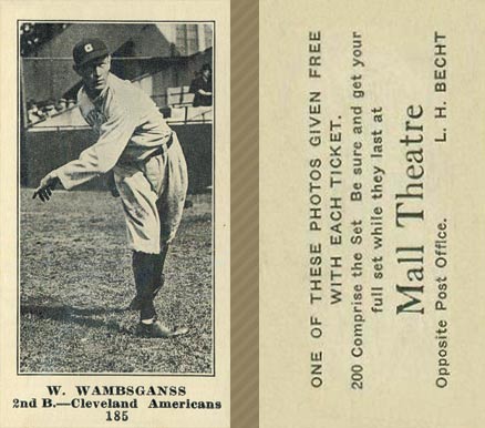 1916 Mall Theatre W. Wambsganss #185 Baseball Card